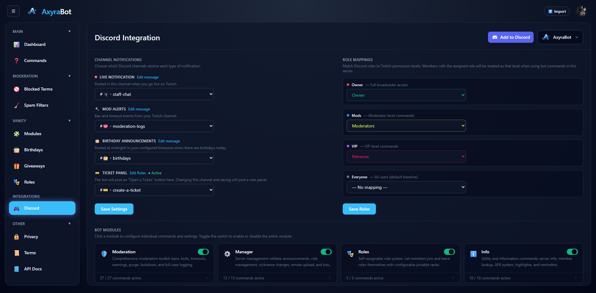 AxyraBot Discord